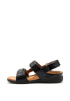 Strive Aruba Leather Velcro Strap Sandals, Black