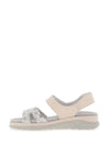 Suave Womens Manila Metallic Leather Velcro Strap Sandals, Cream