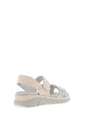 Suave Womens Manila Metallic Leather Velcro Strap Sandals, Cream