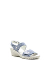 Suave Daisy Shimmer Leather Velcro Strap Wedge Sandals, Blue