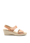 Suave Daisy Leather Velcro Strap Wedge Sandals, Pink