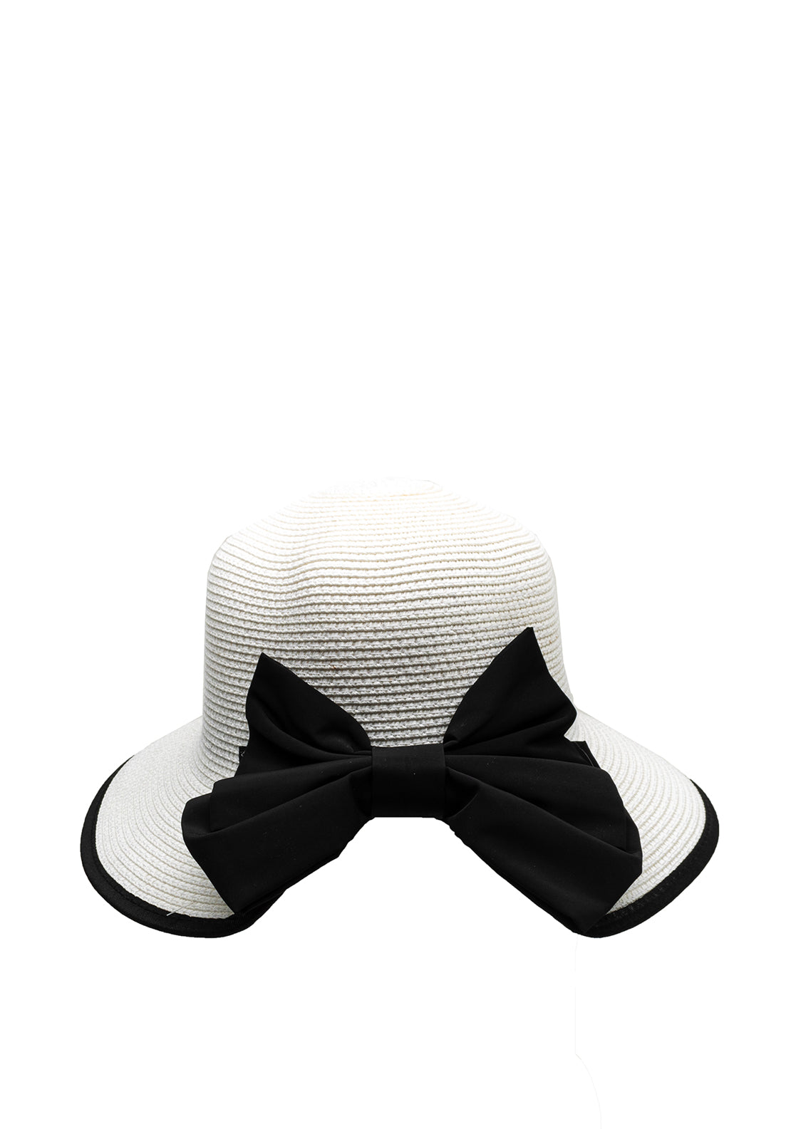 Serafina Collection Bow Cloche Hat, White & Black