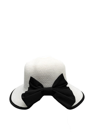 Serafina Collection Bow Cloche Hat, White & Black