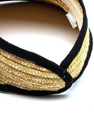 Serafina Collection Straw Visor Hat, Natural & Black