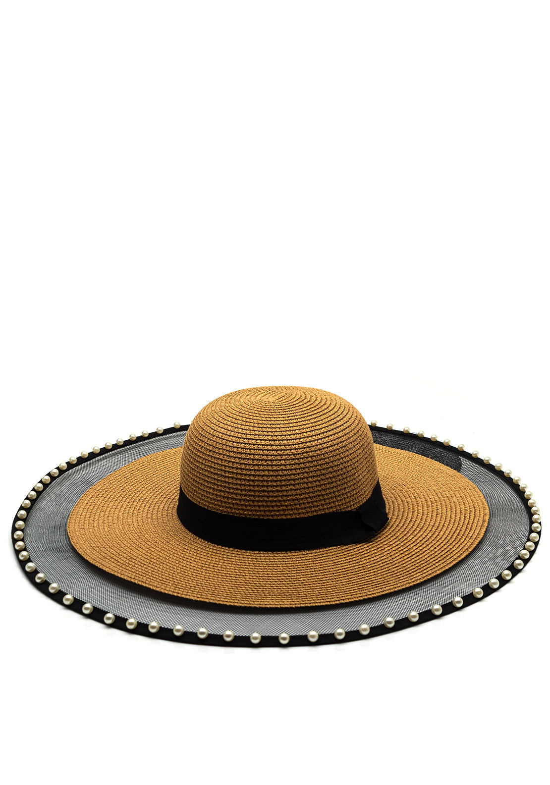 The Serafina Collection Pearl Trim Sun Hat, Brown