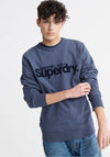 Superdry Core Logo Faux Suede Sweater, Blue Marl