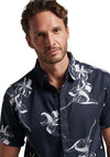 Superdry Vintage Hawaiian Short Sleeve Shirt, Mono Hibiscus Navy