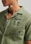 Superdry Vintage Resort Short Sleeve Shirt, Olive Khaki