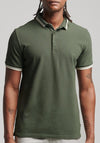 Superdry Studios Tipped Pique Polo Shirt, Thyme