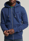 Superdry Vintage Embroidered Logo Full Zip Hoodie, Bright Blue Marl
