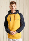 Superdry Vintage Logo Baseball Hoodie, Turmeric Marl & Eclipse Navy