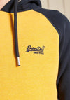 Superdry Vintage Logo Baseball Hoodie, Turmeric Marl & Eclipse Navy