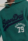 Superdry Vintage Logo Embroidered Hoodie, Teal Gravel Marl