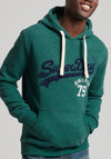 Superdry Vintage Logo Embroidered Hoodie, Teal Gravel Marl