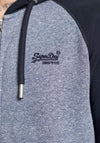 Superdry Vintage Logo Baseball Full-Zip Hoodie, Tois Blue Grit & Eclipse Navy
