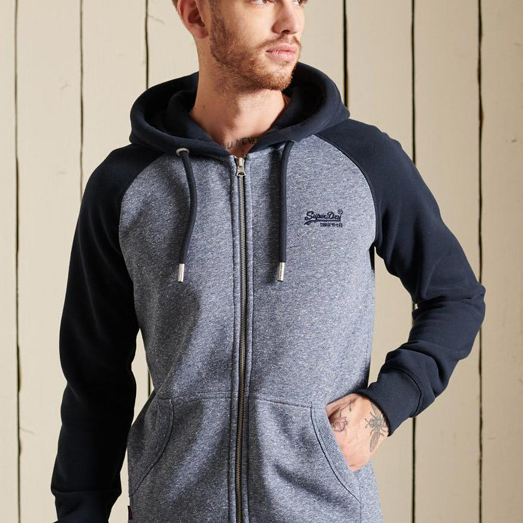 Superdry Vintage Logo Baseball Full-Zip Hoodie, Tois Blue Grit