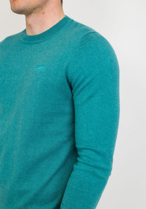 Superdry Orange Label Cotton Crew Neck Sweater, Ocean Green Marl