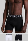 Superdry Dual Logo 2 Pack Boxers, Black