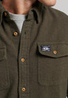 Superdry Vintage Trailsman Flannel Shirt, Dark Khaki