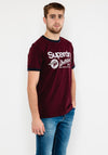 Superdry Vintage Ringer T-Shirt, Track Burgundy Marl