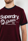 Superdry Vintage Ringer T-Shirt, Track Burgundy Marl