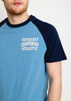 Superdry Vintage Gym Athletic Raglan T-Shirt, Thrift Blue Marl & Rich Navy