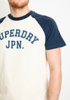 Superdry Vintage Gym Athletic Raglan T-Shirt, Lauren Navy & Winter Cream