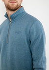 Superdry Vintage Logo Embroidered Half Zip Sweatshirt, Bluestone Marl