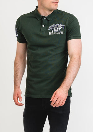 Superdry Classic Superstate Polo Shirt, Dark Forest