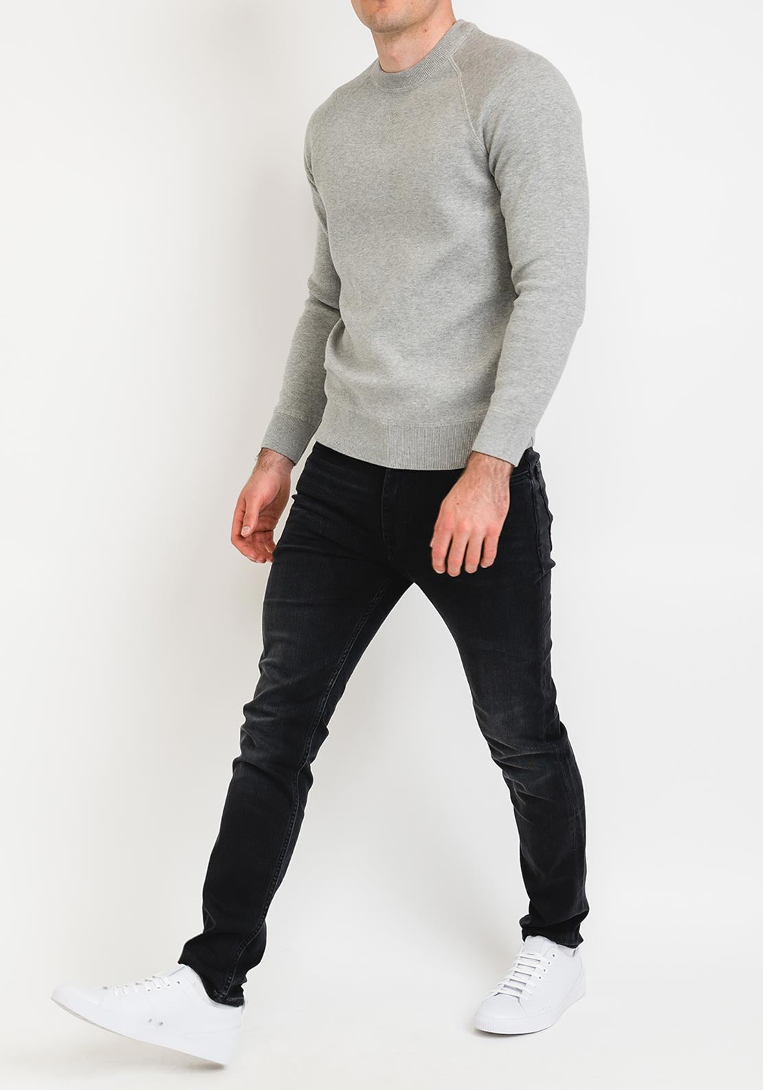 Superdry Essential Cotton Crew Neck Sweater, Mid Marl