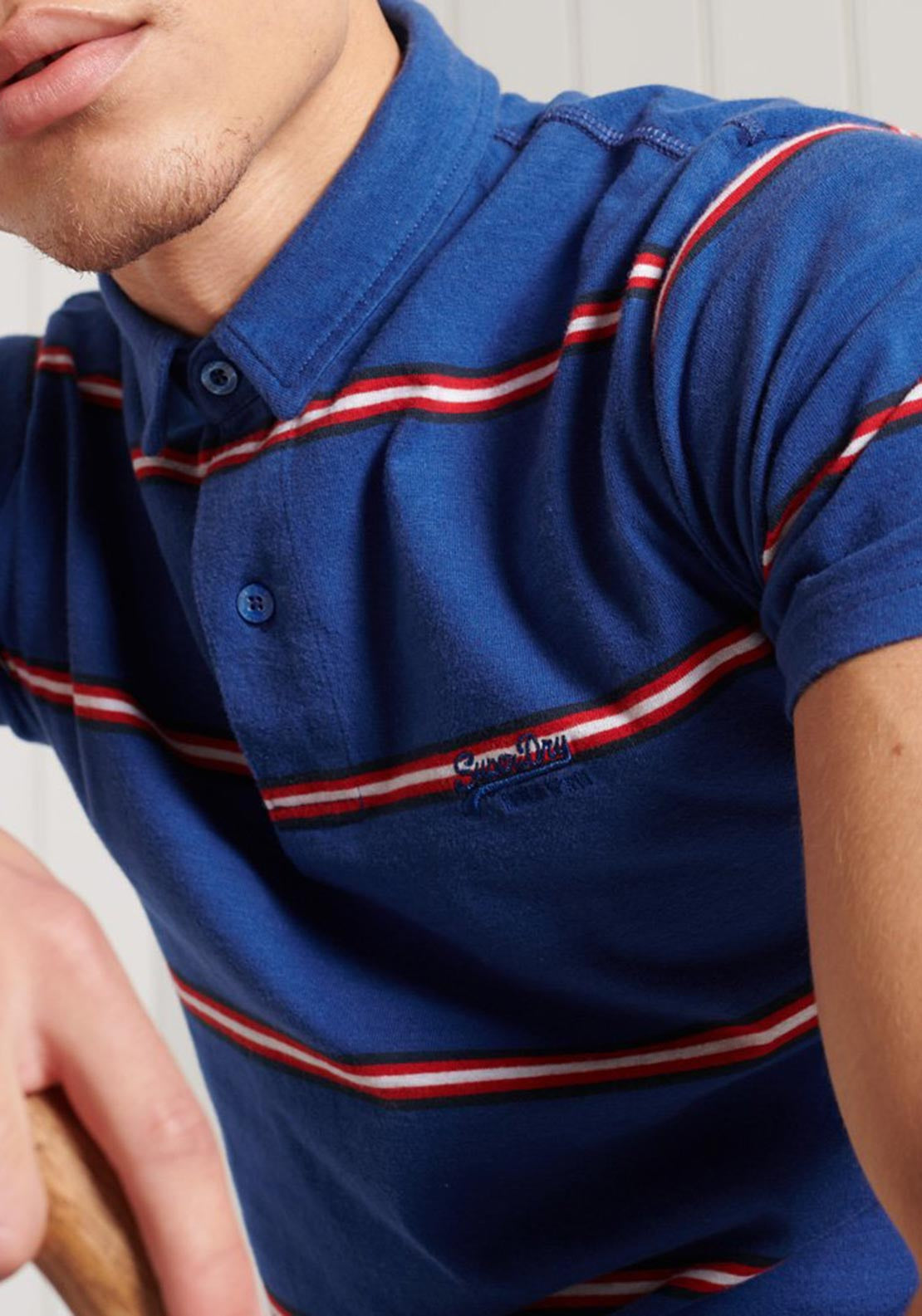 Superdry Academy Stripe Polo, Blue
