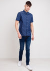Superdry Classic Shoreditch Print Short Sleeve Shirt, Blue