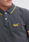 Superdry Poolside Pique Polo Shirt, Grey Marl