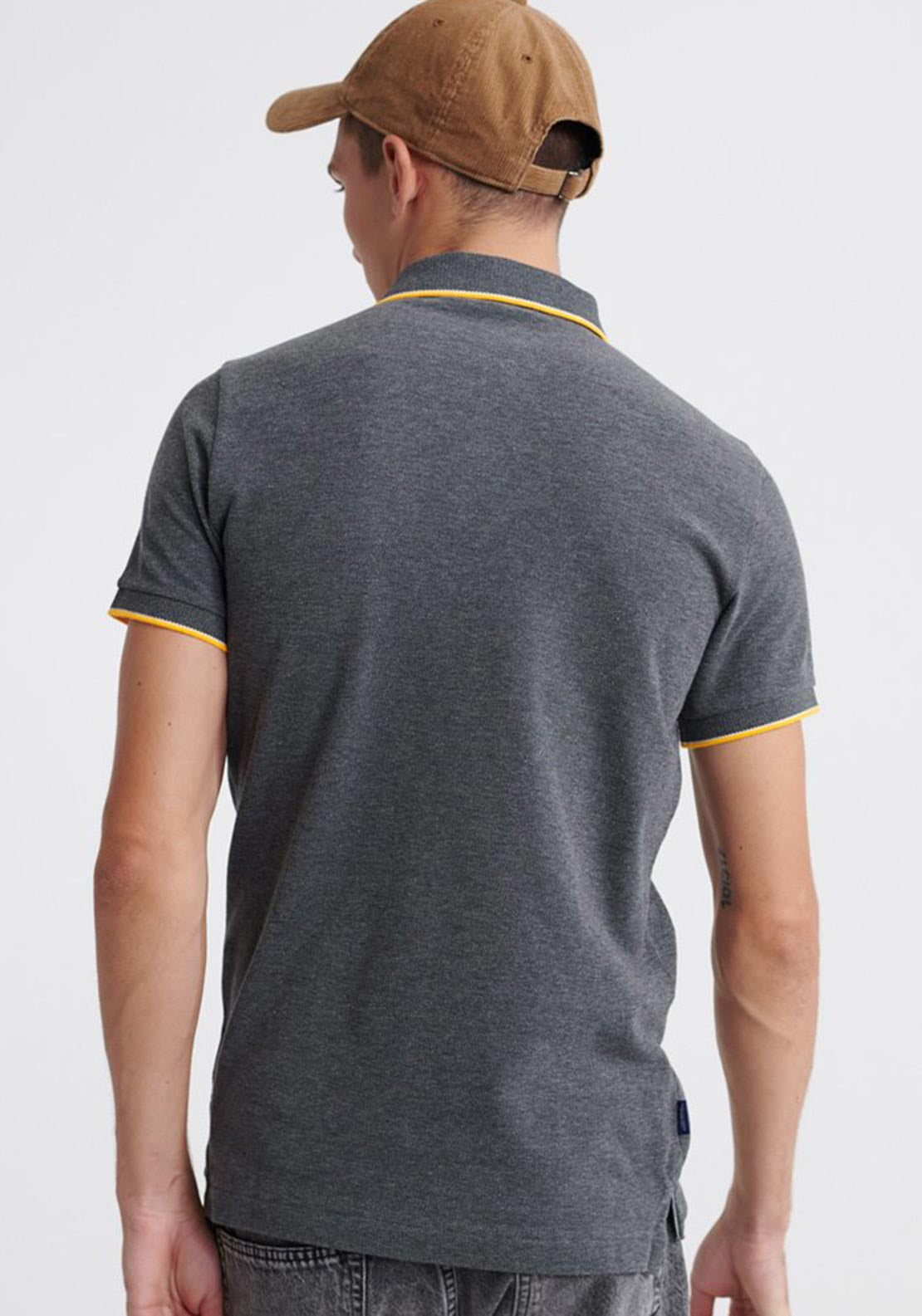 Superdry Poolside Pique Polo Shirt, Grey Marl