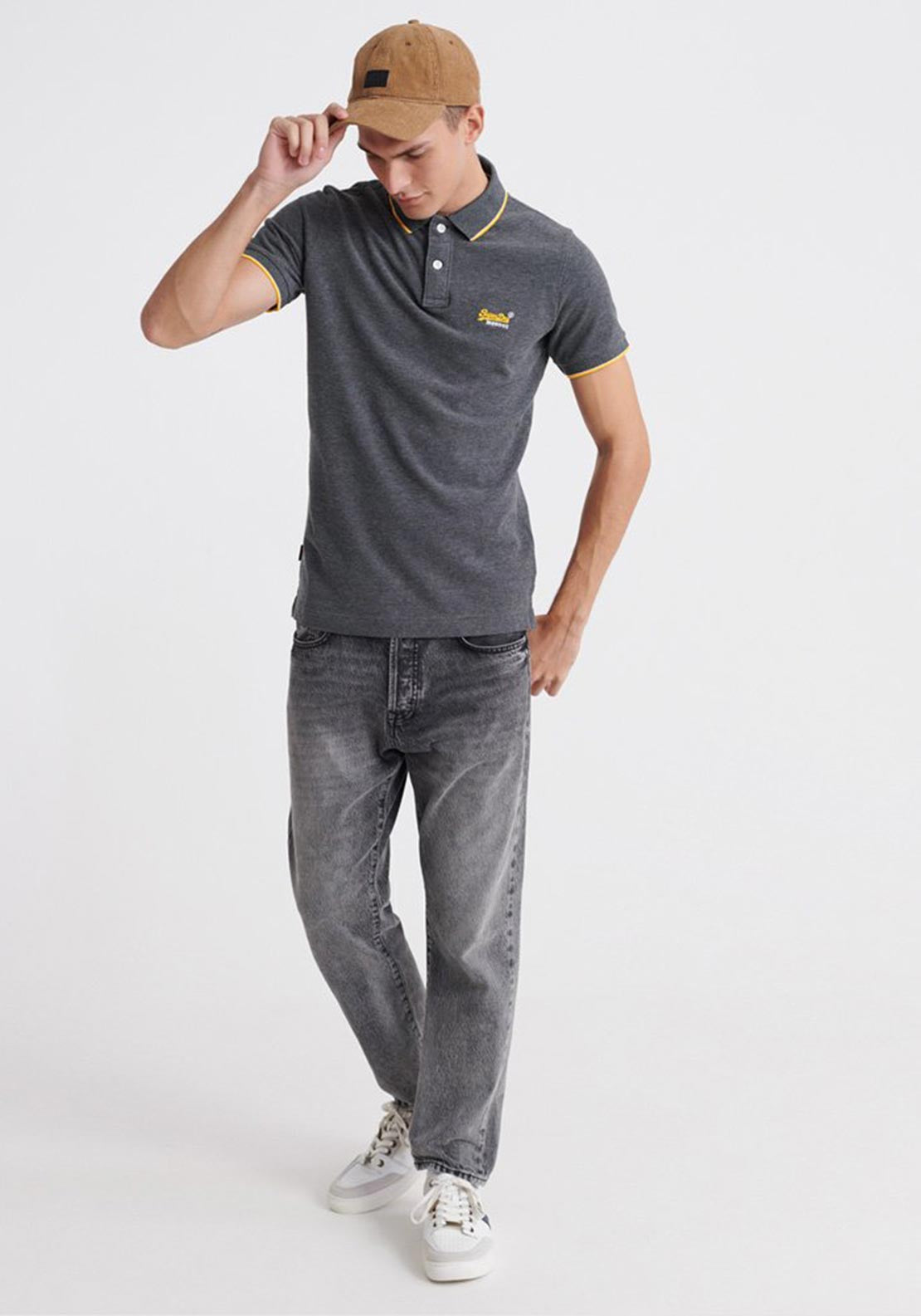 Superdry Poolside Pique Polo Shirt, Grey Marl