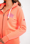 Superdry Womens Full Zip Hoodie, Hyper Fire Coral