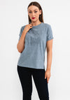 Superdry Womens Vintage Cooper Embossed T-shirt, Creek Blue Grit Grindle