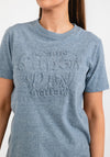 Superdry Womens Vintage Cooper Embossed T-shirt, Creek Blue Grit Grindle