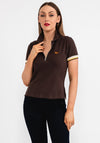 Superdry Womens Zip Polo Shirt, Dark Chocolate Brown