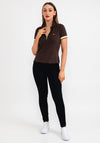 Superdry Womens Zip Polo Shirt, Dark Chocolate Brown