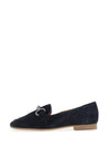 Tamaris Suede Gold Buckle Loafers, Navy