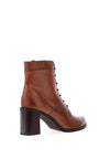 Tamaris Laced Block Heel Leather Ankle Boot, Tan