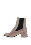 Tamaris Patent Block Heel Ankle Boots, Taupe