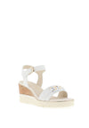 Tamaris Leather Geometric Buckle Wedge Sandals, White