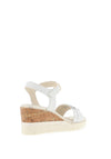 Tamaris Leather Geometric Buckle Wedge Sandals, White