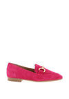 Tamaris Suede Gold Buckle Loafers, Pink