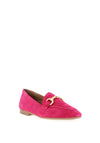 Tamaris Suede Gold Buckle Loafers, Pink