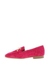 Tamaris Suede Gold Buckle Loafers, Pink