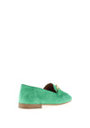 Tamaris Suede Gold Buckle Loafers, Green