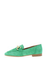 Tamaris Suede Gold Buckle Loafers, Green